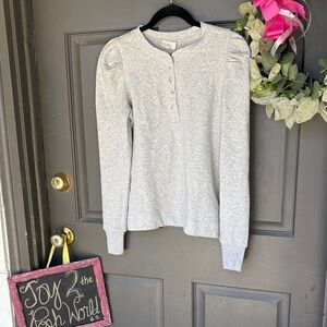 LOFT Heather Gray Buttoned Top